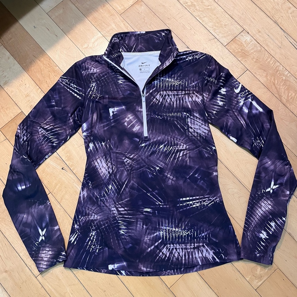 Nike Dri-FIT 1/4 Zip Purple Mock Neck Running Jacket Size Medium